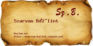 Szarvas Bálint névjegykártya